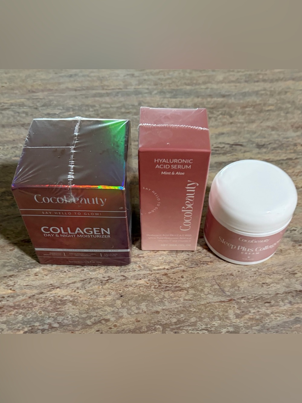 CocoBeauty Collagen Moisturizer Day & Night Hyaluronic Acid Serum & Sleep Plus